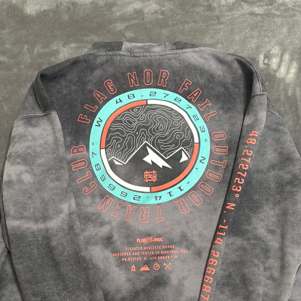 Flag Nor Fail Gray Crewneck Sweater with Mountain Emblem